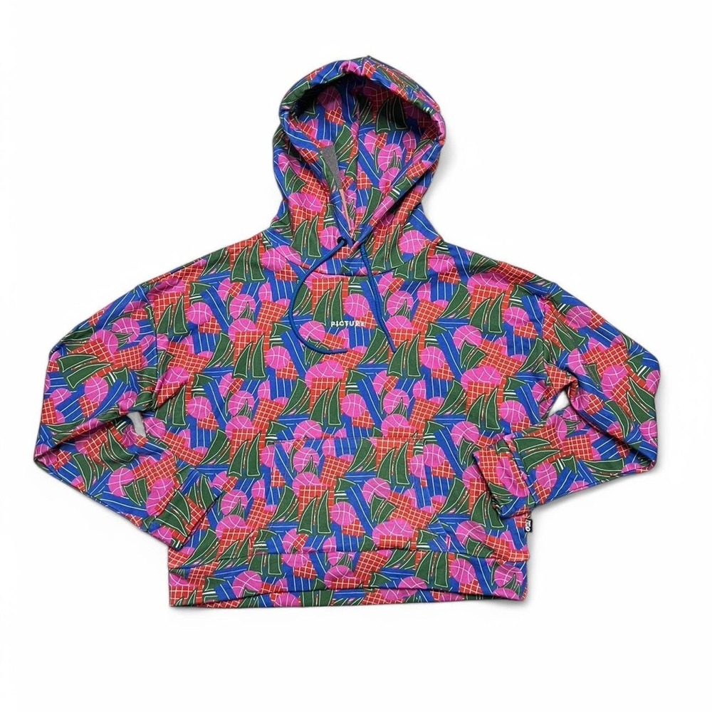 Picture Hoodie Womens M Multi Color Organic Cotton‎ Cropped Basketball Print